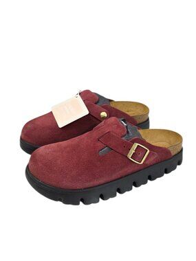 Papillio Birkenstock Boston PAP Chunky Clogs, Zinfandel, Suede, Cork, Size 39/ 8